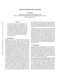 Fairness in Reinforcement Learning