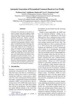 Automatic Generation of Personalized Comment Based on User Profile