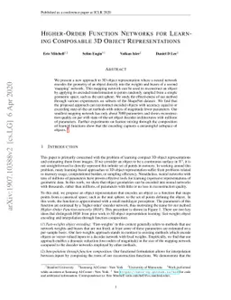 Higher-Order Function Networks for Learning Composable 3D Object
  Representations