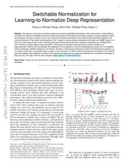 Switchable Normalization for Learning-to-Normalize Deep Representation