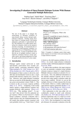 Investigating Evaluation of Open-Domain Dialogue Systems With Human
  Generated Multiple References