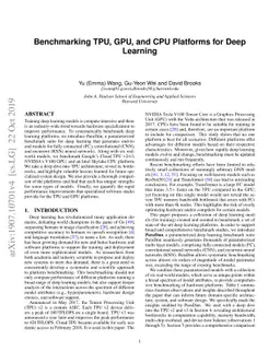 Benchmarking TPU, GPU, and CPU Platforms for Deep Learning