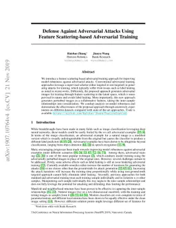 Defense Against Adversarial Attacks Using Feature Scattering-based
  Adversarial Training
