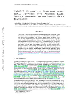 U-GAT-IT: Unsupervised Generative Attentional Networks with Adaptive
  Layer-Instance Normalization for Image-to-Image Translation
