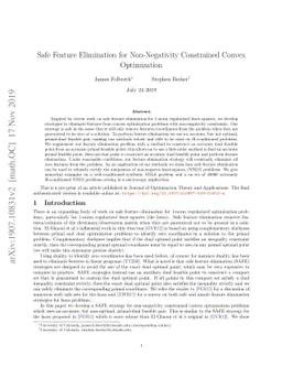Safe Feature Elimination for Non-Negativity Constrained Convex
  Optimization