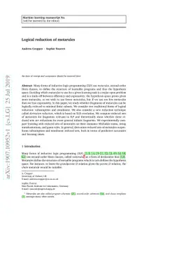Logical reduction of metarules