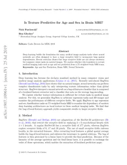 Is Texture Predictive for Age and Sex in Brain MRI?