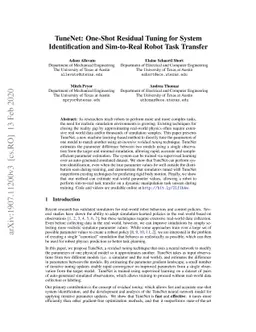 TuneNet: One-Shot Residual Tuning for System Identification and
  Sim-to-Real Robot Task Transfer