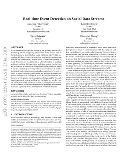 Real-time Event Detection on Social Data Streams