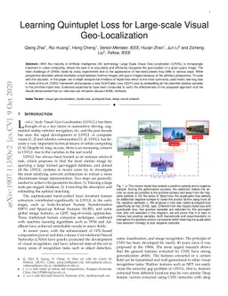 Learning Quintuplet Loss for Large-scale Visual Geo-Localization