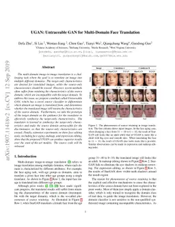 UGAN: Untraceable GAN for Multi-Domain Face Translation