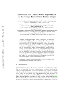 Annotation-Free Cardiac Vessel Segmentation via Knowledge Transfer from
  Retinal Images