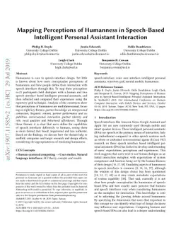 Mapping Perceptions of Humanness in Speech-Based Intelligent Personal
  Assistant Interaction