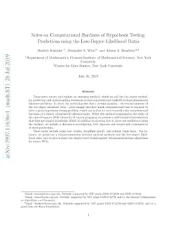 Notes on Computational Hardness of Hypothesis Testing: Predictions using
  the Low-Degree Likelihood Ratio