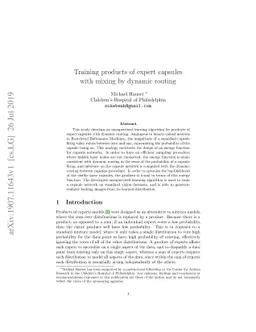 Training products of expert capsules with mixing by dynamic routing