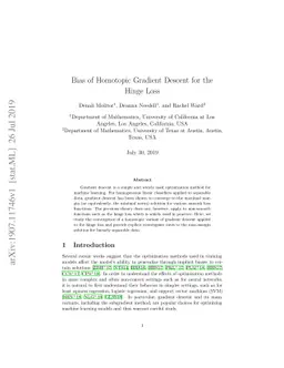 Bias of Homotopic Gradient Descent for the Hinge Loss