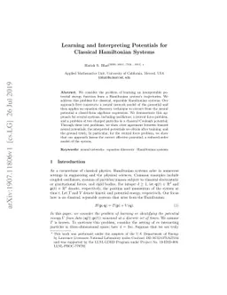 Learning and Interpreting Potentials for Classical Hamiltonian Systems