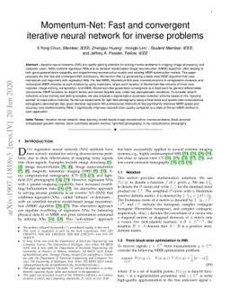 Momentum-Net: Fast and convergent iterative neural network for inverse
  problems