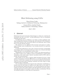 Blind Deblurring Using GANs