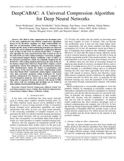 DeepCABAC: A Universal Compression Algorithm for Deep Neural Networks