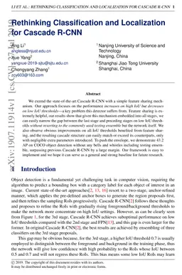 Rethinking Classification and Localization for Cascade R-CNN