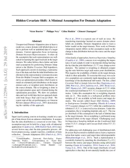 Hidden Covariate Shift: A Minimal Assumption For Domain Adaptation