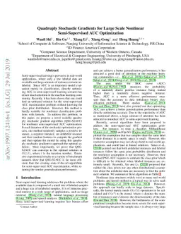 Quadruply Stochastic Gradients for Large Scale Nonlinear Semi-Supervised
  AUC Optimization