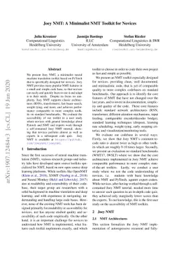 Joey NMT: A Minimalist NMT Toolkit for Novices