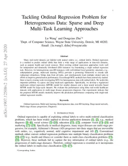 Tackling Ordinal Regression Problem for Heterogeneous Data: Sparse and
  Deep Multi-Task Learning Approaches