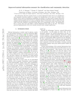 Improved mutual information measure for classification and community
  detection