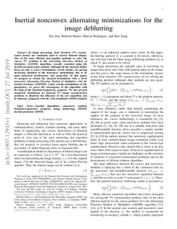 Inertial nonconvex alternating minimizations for the image deblurring