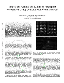 FingerNet: Pushing The Limits of Fingerprint Recognition Using
  Convolutional Neural Network