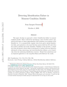 Detecting Identification Failure in Moment Condition Models