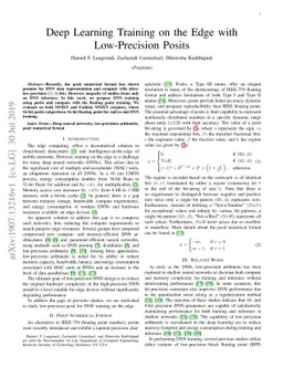 Deep Learning Training on the Edge with Low-Precision Posits