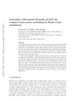 Generative Adversarial Networks (GAN) for compact beam source modelling
  in Monte Carlo simulations