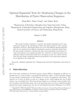 Optimal Sequential Tests for Monitoring Changes in the Distribution of
  Finite Observation Sequences