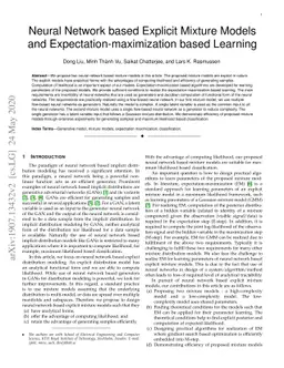 Neural Network based Explicit Mixture Models and
  Expectation-maximization based Learning