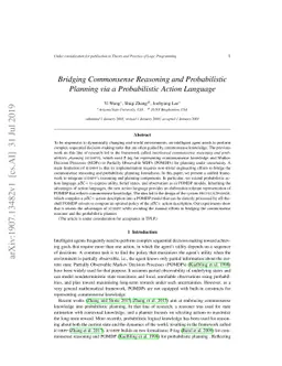 Bridging Commonsense Reasoning and Probabilistic Planning via a
  Probabilistic Action Language