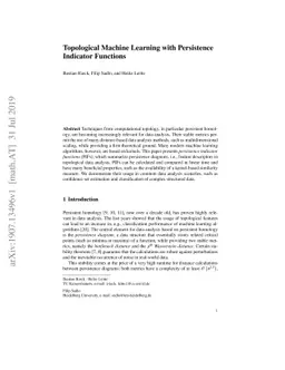 Topological Machine Learning with Persistence Indicator Functions