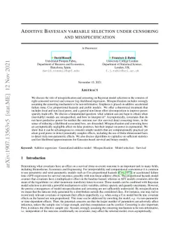 Additive Bayesian variable selection under censoring and
  misspecification