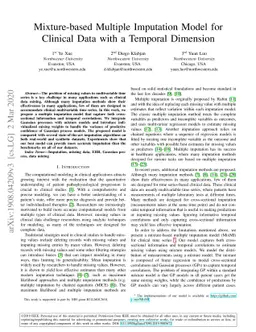 Mixture-based Multiple Imputation Model for Clinical Data with a
  Temporal Dimension