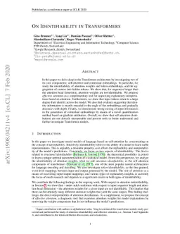 On Identifiability in Transformers