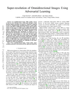 Super-resolution of Omnidirectional Images Using Adversarial Learning