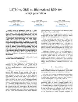 LSTM vs. GRU vs. Bidirectional RNN for script generation