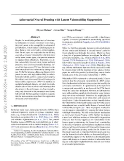 Adversarial Neural Pruning with Latent Vulnerability Suppression