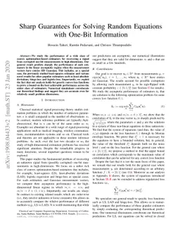 Sharp Guarantees for Solving Random Equations with One-Bit Information
