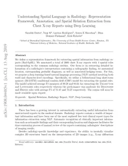 Understanding Spatial Language in Radiology: Representation Framework,
  Annotation, and Spatial Relation Extraction from Chest X-ray Reports using
  Deep Learning