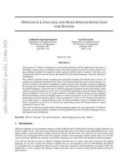 Offensive Language and Hate Speech Detection for Danish
