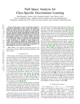 Null Space Analysis for Class-Specific Discriminant Learning
