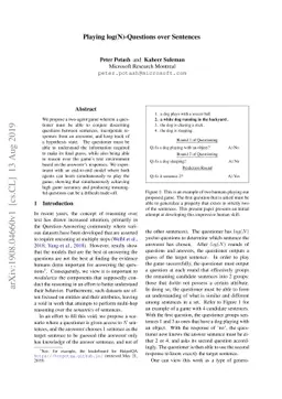 Playing log(N)-Questions over Sentences